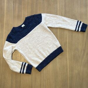 1/$5... OshKosh Girl Color Block Navy & Oatmeal Sweater Metallic Thread Size 5/6